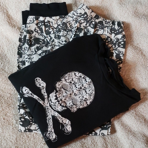 George Other - George Kids Skull Print Pajama Set - Black and White
